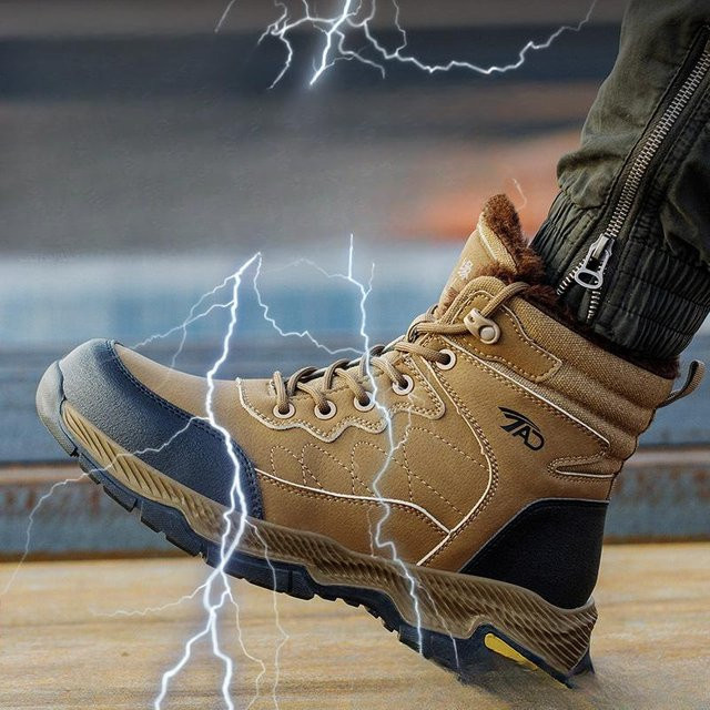 Avant-garde Arbeitsschutzschuhe für Herren aus Leder in Braun, bruch- und durchtrittsicher mit leichter Stahlplatte und Fleece-Fütterung, Größe 46 - Bild 1