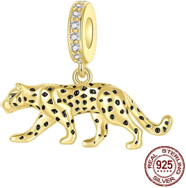 YIRAN Dayang Anhänger Leopard Panther, Kupfer Gold, Zirkonia, Damen - Bild 1
