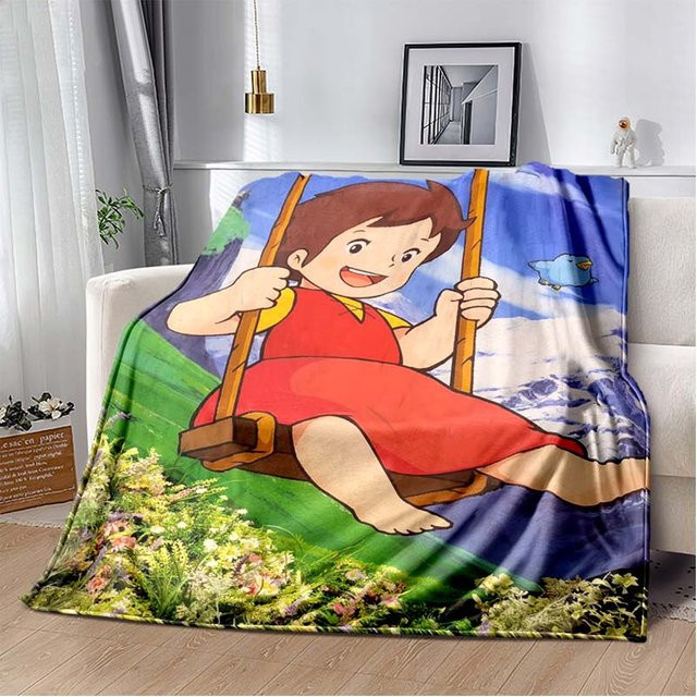 SywEight Heidi Mädchen der Alpen Anime Flanell Überwurf, weich und warm, bunt, B/B: 100 x 150 cm - Bild 1