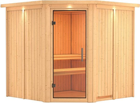 Karibu Sauna Vöru für 4 Personen aus Fichte in Beige, B/T/H: 210 x 202 x 210 cm - Bild 1