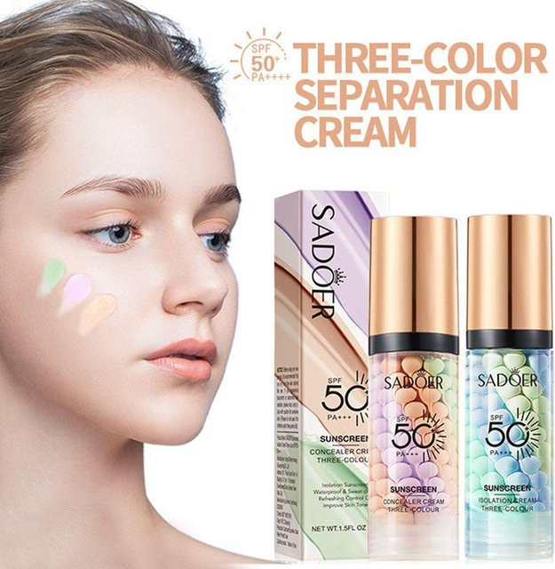 SADOER Gesichts-Make-up-Grundierung, dreifarbige Creme, 40 g - Bild 1
