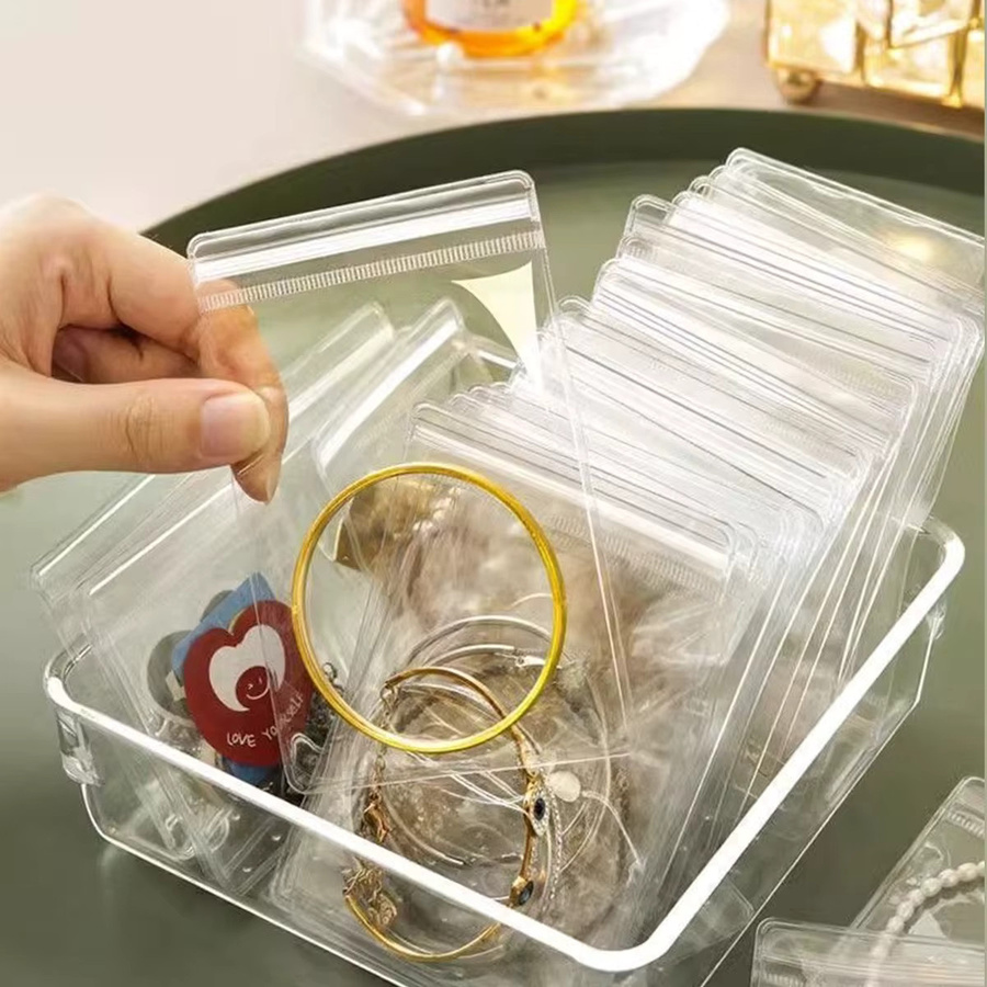 100 Stück transparente PVC-Schmuckbeutel mit selbstklebendem Verschluss für Reise und Einzelhandel - Bild 2