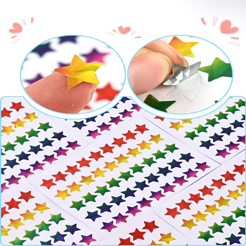 ZYF DIY Laser Aufkleber Set mit bunten Dazzling Glitter Motiven wie Sternen, Herzen und Punkten für Tagebuch und Planer, 15 bis 45 Blatt - Bild 2