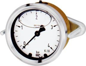 Riegler Glyzerinmano Manometer mit Dreikantfrontring, G 1/4 zentr., 0-2,5 bar, Durchmesser 63 mm, Silber/Messing - Bild 1