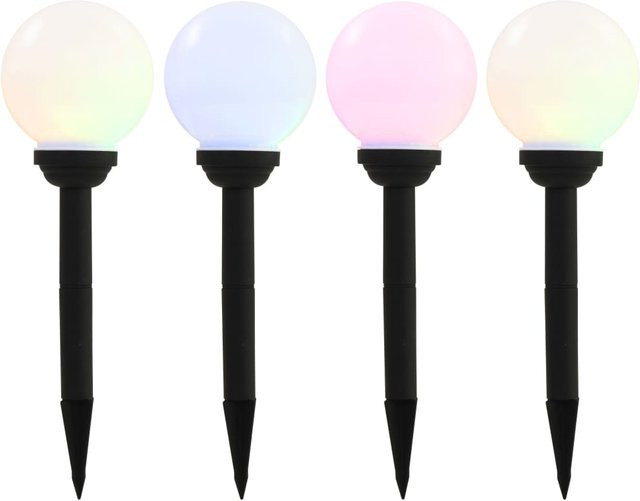 4er Set RGB LED Solar-Außenlampen in Kugelform für die Gartenbeleuchtung, Mehrfarbig, Durchmesser: 15 cm - Bild 1