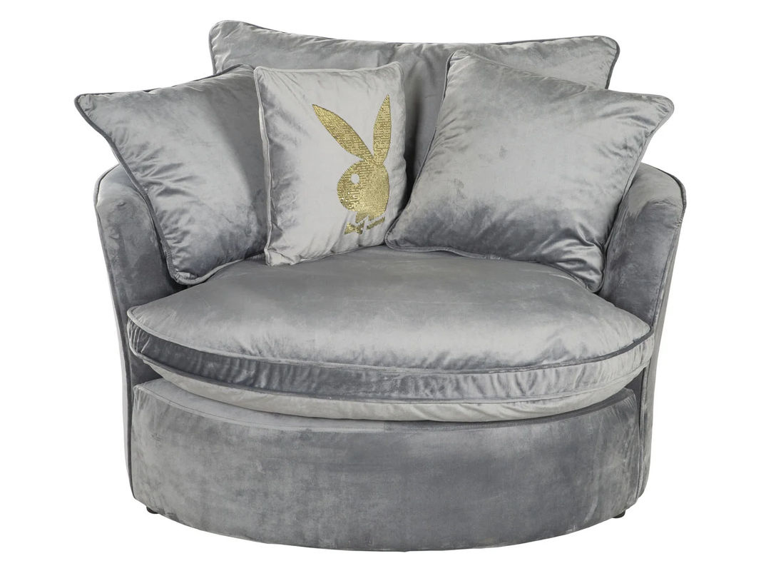 PLAYBOY Drehsessel Eloise in Anthrazit aus Samt mit 4 Kissen, B/T/H: 110 x 88 x 45 cm - Bild 3