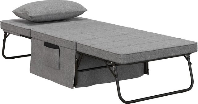 HOMCOM 4-in-1 Klappbett mit 8 cm Matratze, 5-Stufen, Grau, B/T/H: 188 x 75 x 38 cm - Bild 1