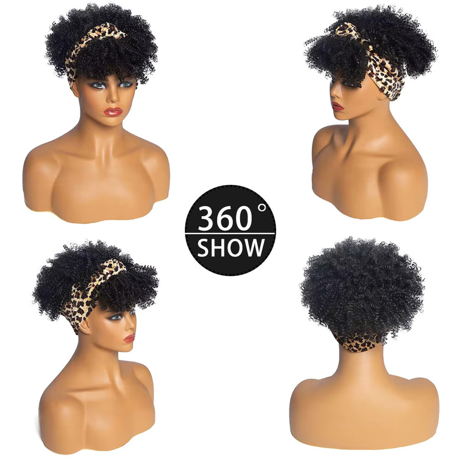 Manetique Afro Locken Stirnband-Perücke mit Pony, kurz, synthetisch - Bild 2