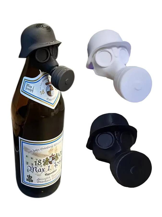 Kreativer Bierflaschenverschluss in Gasmasken-Design, schwarzer auslaufsicherer Flaschendeckel aus Kunststoff für Deine Bierflaschen - Bild 5