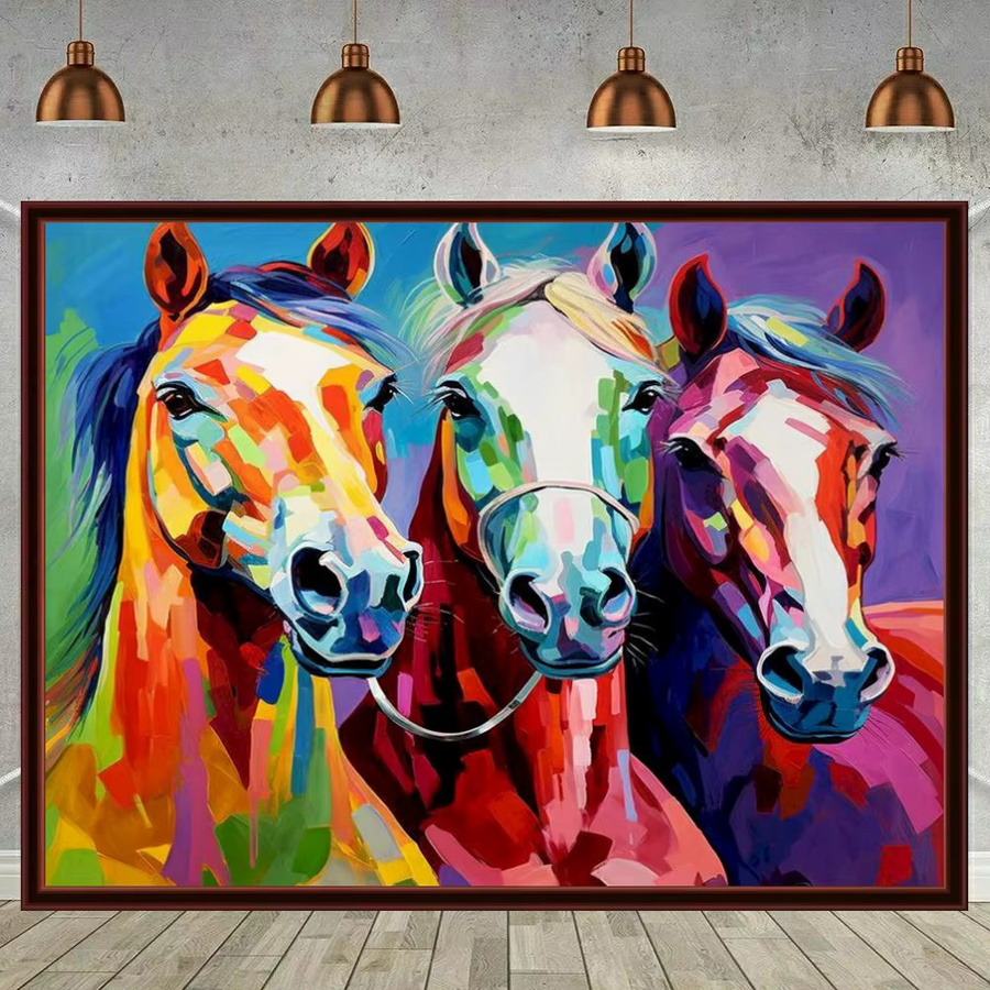 YUTTEE 5D DIY Diamantmalerei Pferd als Kreuzstich-Set mit Mosaik-Strass-Stickerei in Multicolour zur Wanddekoration - Bild 2
