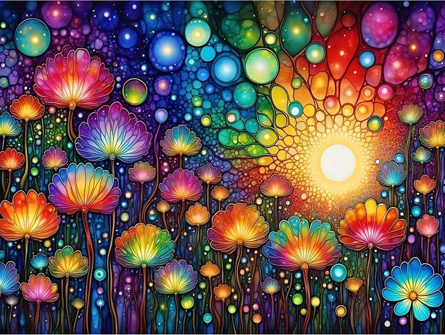 EverShine DIY 5D Diamant-Stickerei Blumen-Mosaik Set mit runden Diamanten in Multicolour, B/H: 30 x 30 cm - Bild 1