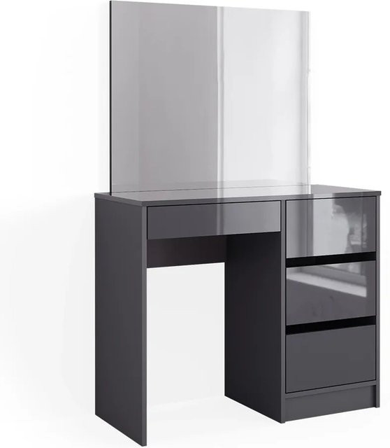 Vicco Schminktisch Sherry Anthrazit Hochglanz mit Spiegel, B: 90 cm, H: 75 cm, T: 36,42 cm - Bild 2