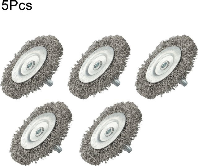 DAZZLEEX Drahtradbürsten Set für Winkelschleifer und Bohrer zur Rostentfernung und zum Entgraten, 5 Stück, Silber, Durchmesser: 7,5 cm - Bild 1