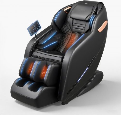 VEVOR Massagesessel in Schwarz mit 3D-Zero-Gravity-Funktion, ausziehbarer Fußstütze, Heizfunktion für Taille und Beine, Bluetooth-Lautsprechern und Touchscreen aus PU-Leder - Bild 1