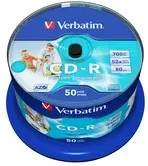 Verbatim CD-R AZO Wide Inkjet Printable CD-Rohlinge, 700 MB, 52-fach, 50er-Spindel, weiß und blau - Bild 4