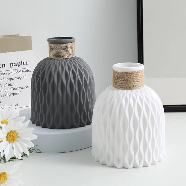 YOCITY Wellenform Vase aus Kunststoff in Weiß im modernen Nordic Stil für deine Tischdekoration - Bild 1