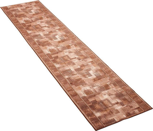 Moderner Teppich Tetris in Braun mit geometrischem Design für Flure - Bild 1