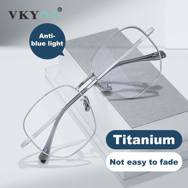 VKYEE Korrektionsbrille, Herren, Vollrand, Square, Silber, Blaulichtfilter - Bild 1