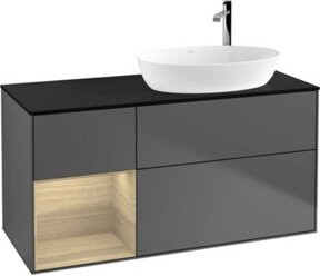 V&B Waschtischunterschrank Finion mit Wandbeleuchtung, Anthrazit, Breite: 120 cm, Tiefe: 50,1 cm, Höhe: 50,1 cm - Bild 1