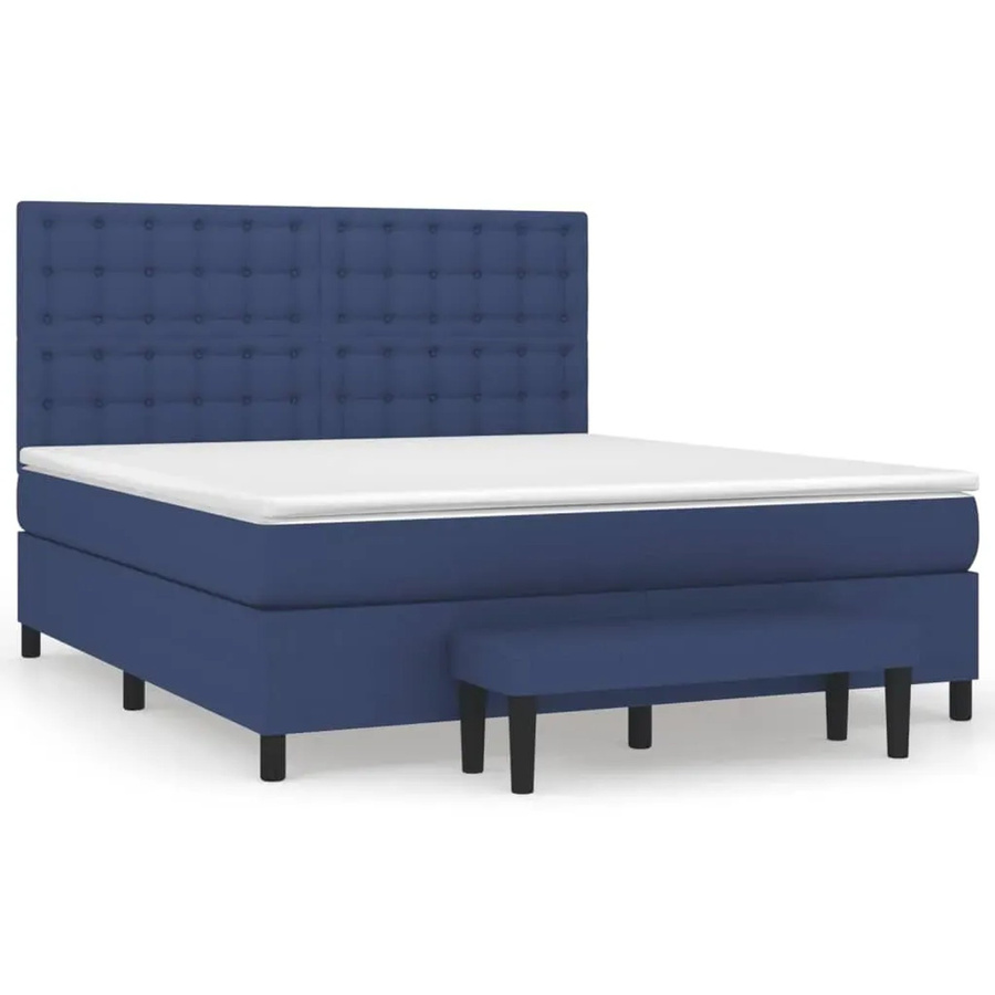 vidaXL Boxspringbett Hybrid mit Matratze Blau/Weiß B/T/H: 160 x 200 x 203 cm - Bild 2