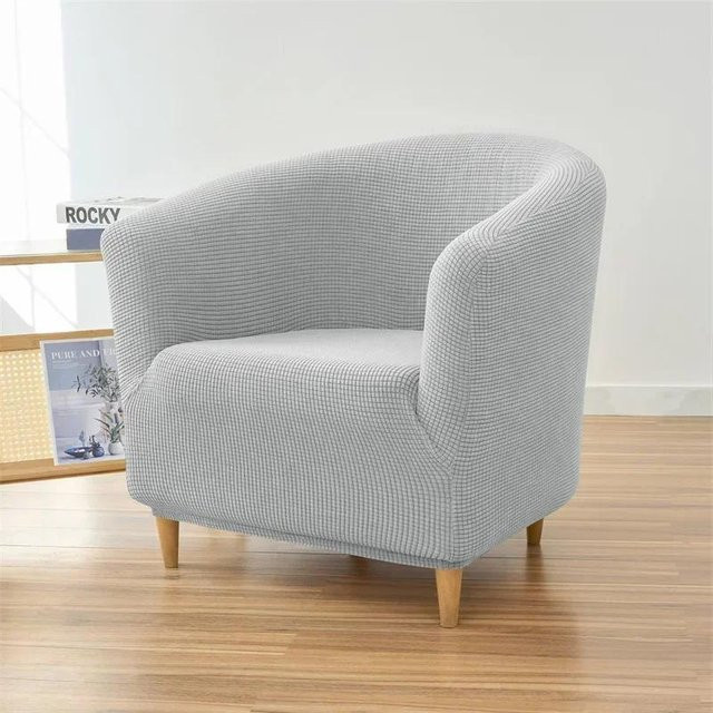 Elastischer Polarfleece Sesselbezug für Club Sessel und Tub Chairs, Grau - Bild 1