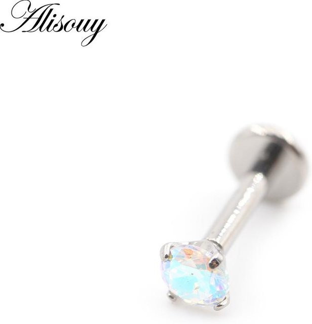Alisouy Piercing Ohrstecker, Titan, Zirkonia, Silber, Damen - Bild 1