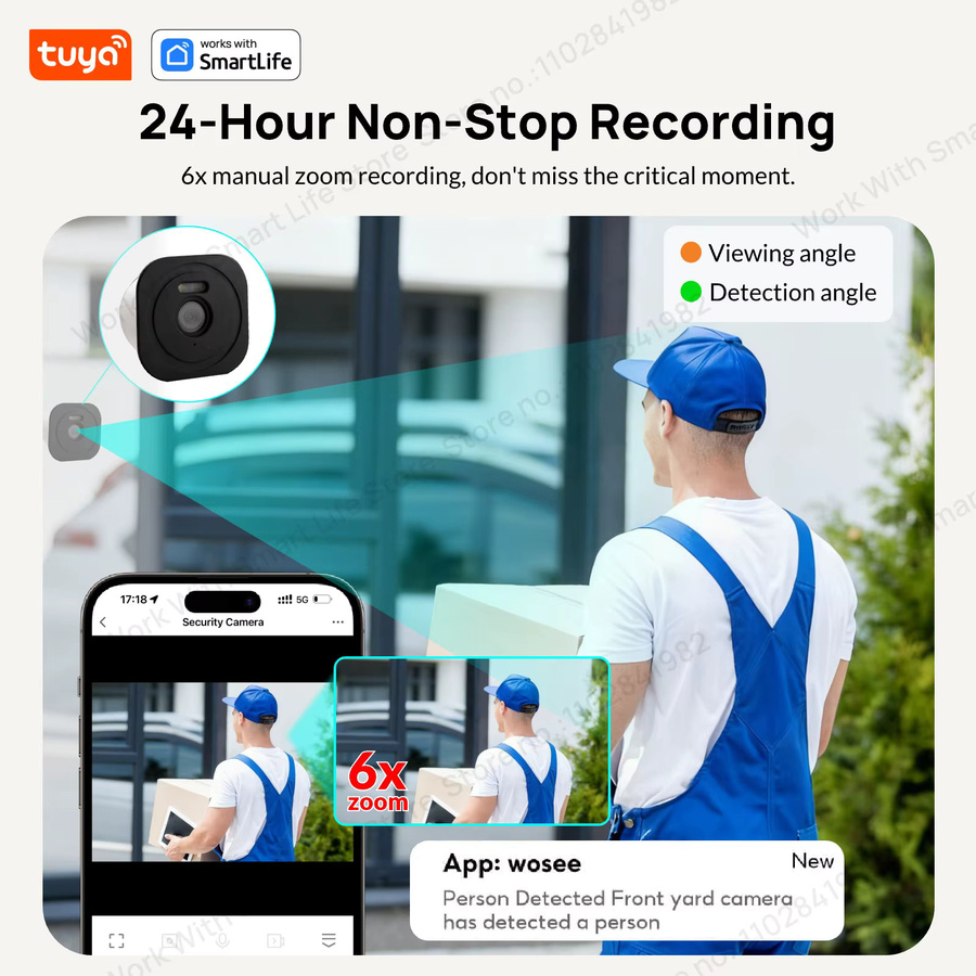 Tuya Smart Fensterkamera mit 3MP HD und farbiger Nachtsicht, 2,4/5 GHz WLAN für deine Haussicherheit - Bild 4