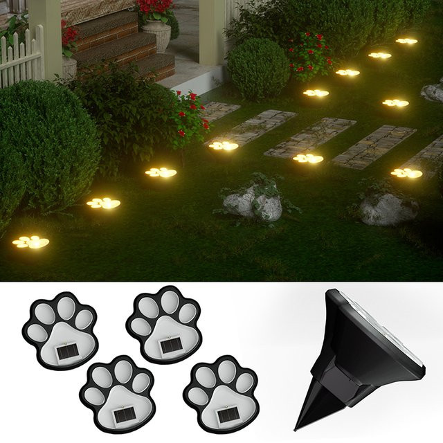 SHENZHITECH Solar LED Outdoor Gartenleuchten im Krallen-Design, 4er-Set, Schwarz, Warmweiß, mit Dämmerungssensor für Garten, Patio und Camping - Bild 1