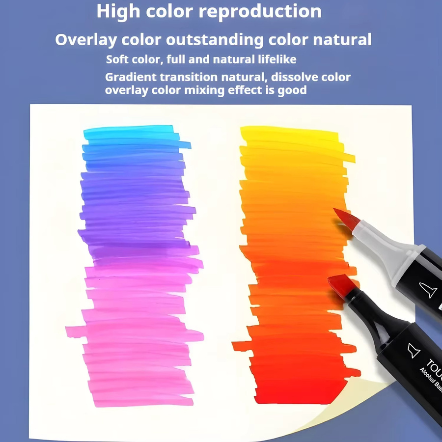 TOUCHNEW Alkoholmarker Set mit Pinsel- und Meißelspitze für Künstler in Schwarz und Multicolour - Bild 6