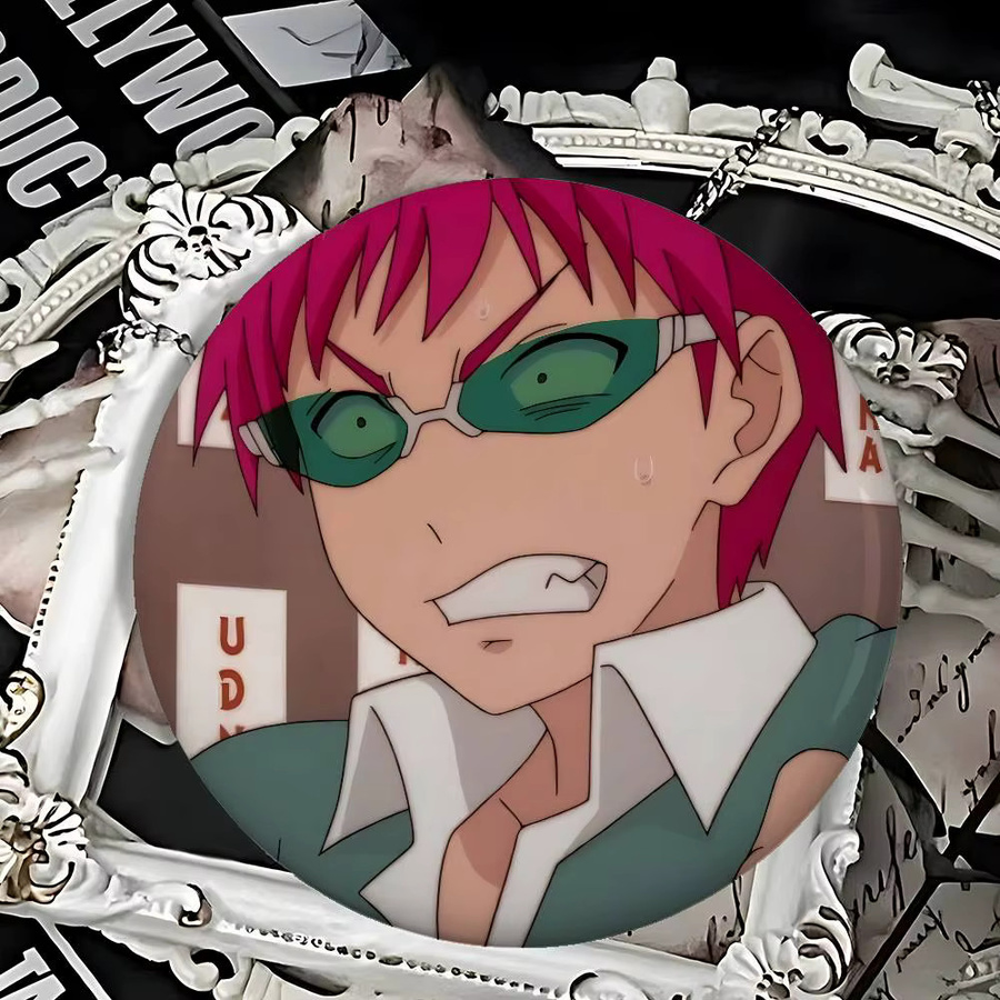 Saiki K Emaille-Pins, runde Abzeichen, Weißblech - Bild 5