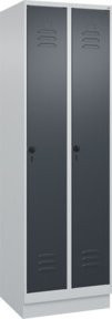 C+P Wäsche-Spind Classic PLUS mit Sockel, 2 Abteile, Stahlkonstruktion, Grau/Anthrazit, H x B x T: 195 x 60 x 50 cm - Bild 1