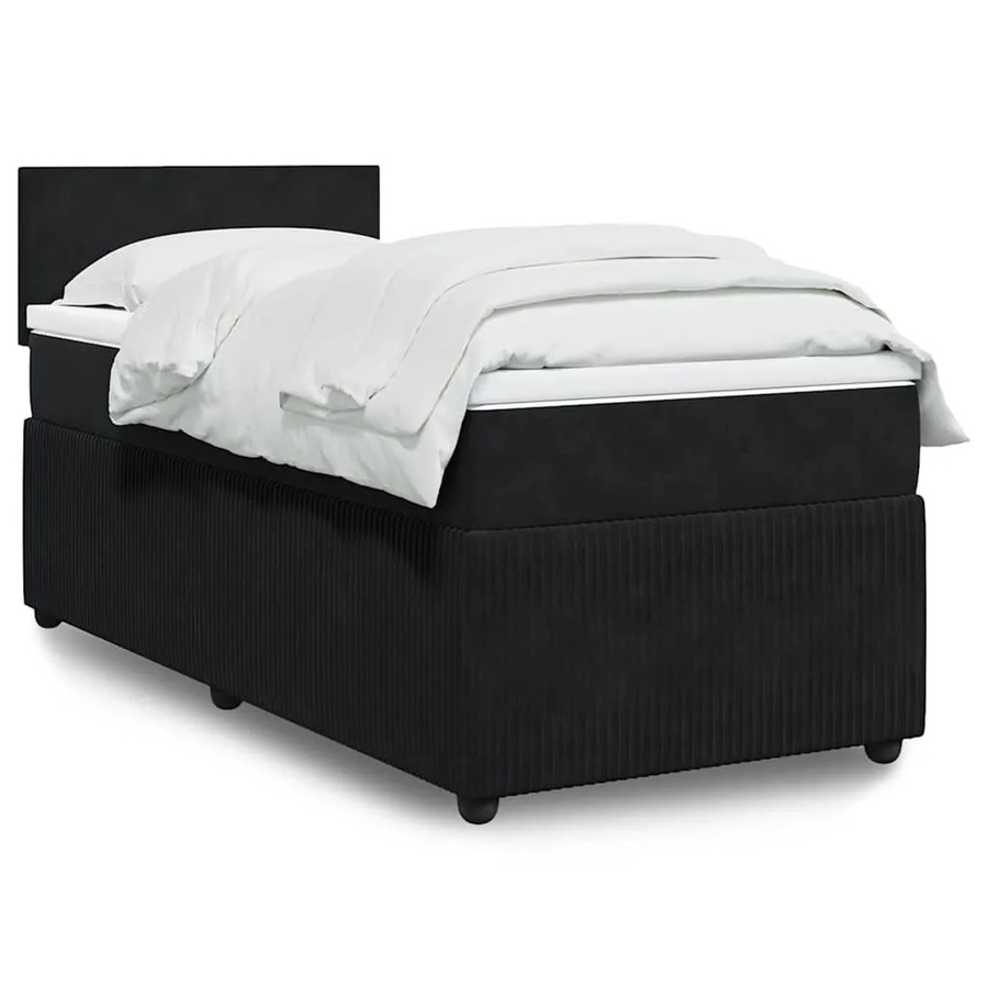 vidaXL Boxspringbett mit Matratze in Schwarz aus Samt mit USB-Ladeport und Unterbettbeleuchtung B/T: 80 x 200 cm - Bild 2