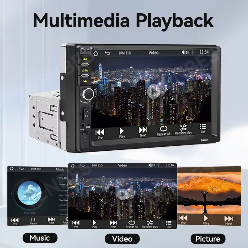 VENBES 1 Din Autoradio mit 7 Zoll Display, CarPlay, Android Auto, Mirror Link, Bluetooth 5.0, USB und wasserdichter Rückfahrkamera in Schwarz - Bild 5