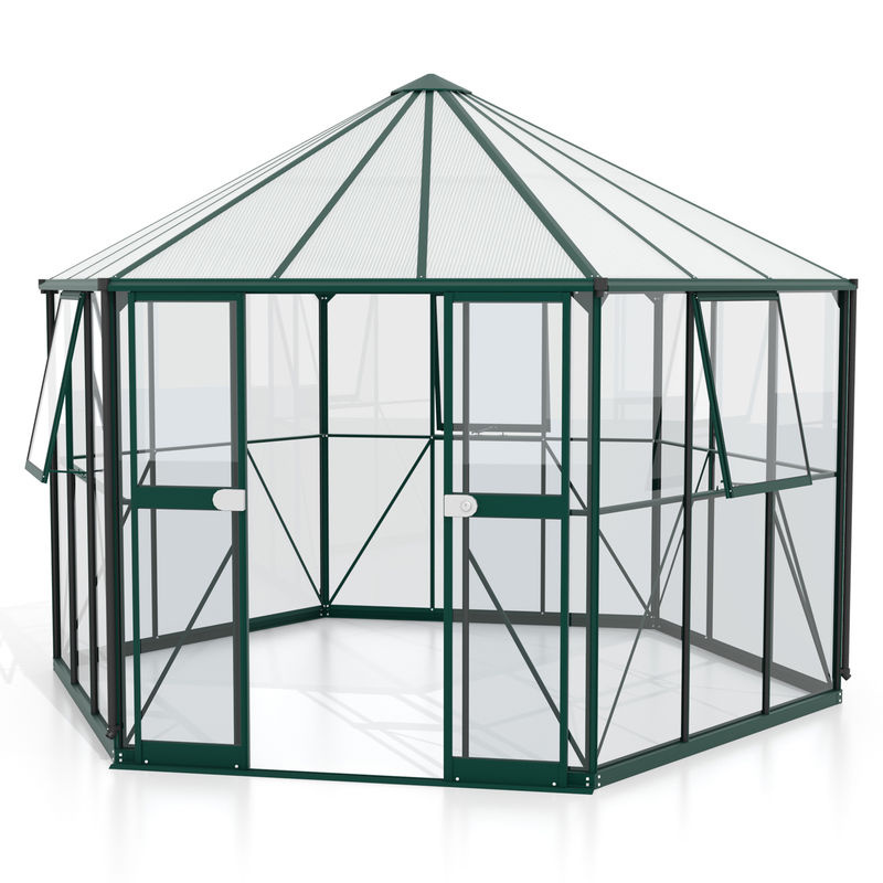Vitavia Gewächshaus Galaxis 9000 in Smaragdgrün mit Polycarbonat und Fundamentrahmen - Bild 3