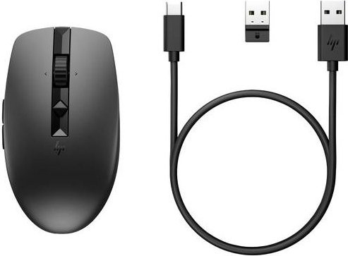 HP 710 Wiederaufladbare geräuschlose Maus in Schwarz und Grau mit Bluetooth und USB-C sowie 3000 dpi - Bild 3