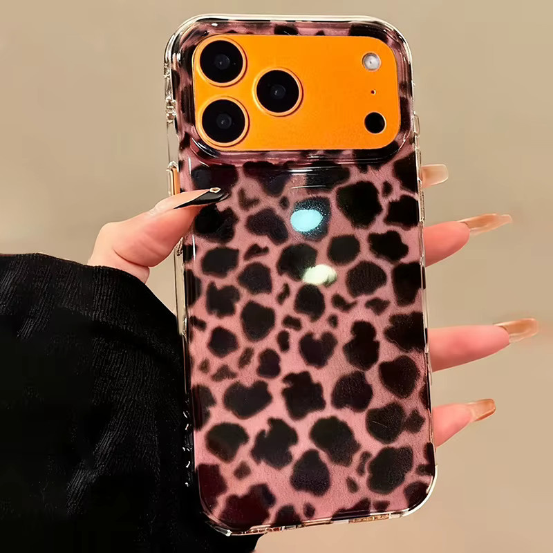 Stoßfeste iPhone Handyhülle mit luxuriösem Leopardenmuster und Pailletten in Multicolour - Bild 1