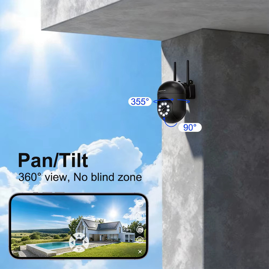 SZSINOCAM 2er Set WLAN IP-Kamera mit 3MP HD Auflösung, PTZ-Funktion, 4-fach Zoom, Nachtsicht in Farbe, Tracking und Zwei-Wege-Audio, Schwarz - Bild 6