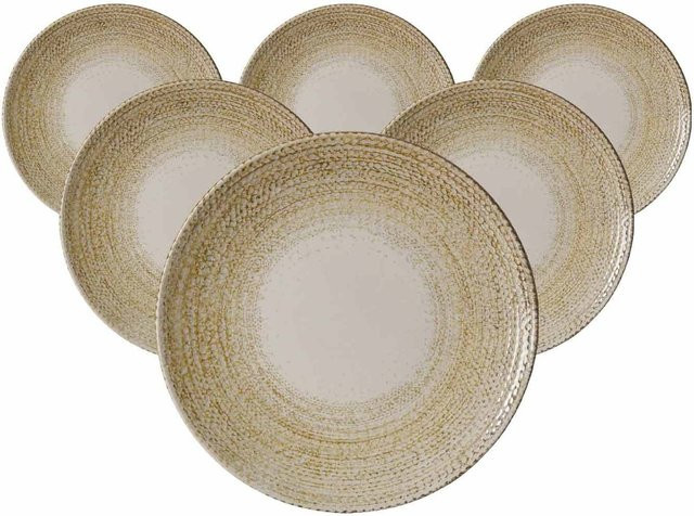 Ritzenhoff & Breker Dessertteller Rimini aus Keramik, 6er Set, Beige/Grau, Durchmesser: 20,5 cm - Bild 1