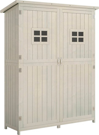 Outsunny Gartenschrank aus Kiefernholz in Grau mit Pultdach und Doppeltür für Gartenwerkzeug B/T/H: 127,5 x 50,0 x 164,0 cm