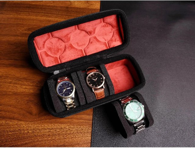 CAOWTAN Uhrenbox-Organizer, Edelstahl, Schwarz, Herren - Bild 1