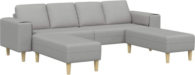 vidaXL Wohnzimmer Couch Set 3-teilig in Wolkengrau mit passendem Ottoman und Dekokissen aus Polyester - Bild 1