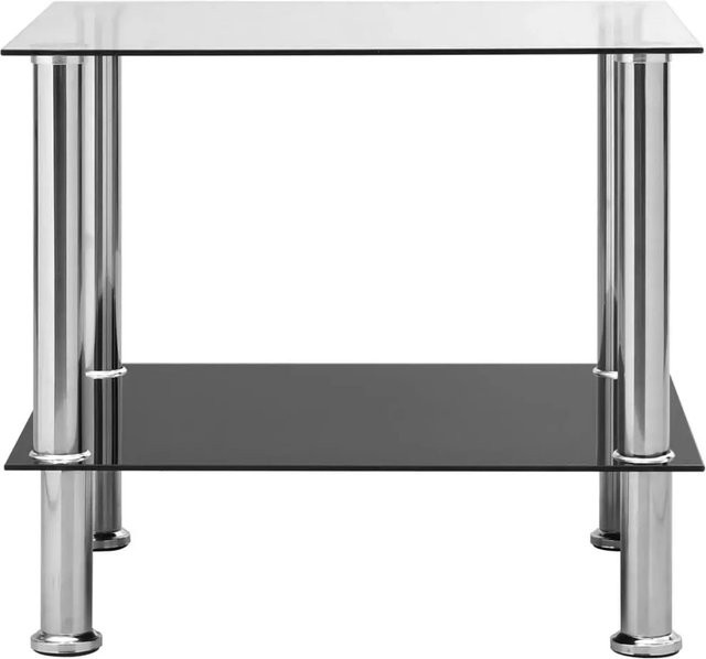vidaXL Beistelltisch aus Glas und Edelstahl in Transparent, B/T/H: 50 x 45 x 45 cm - Bild 1
