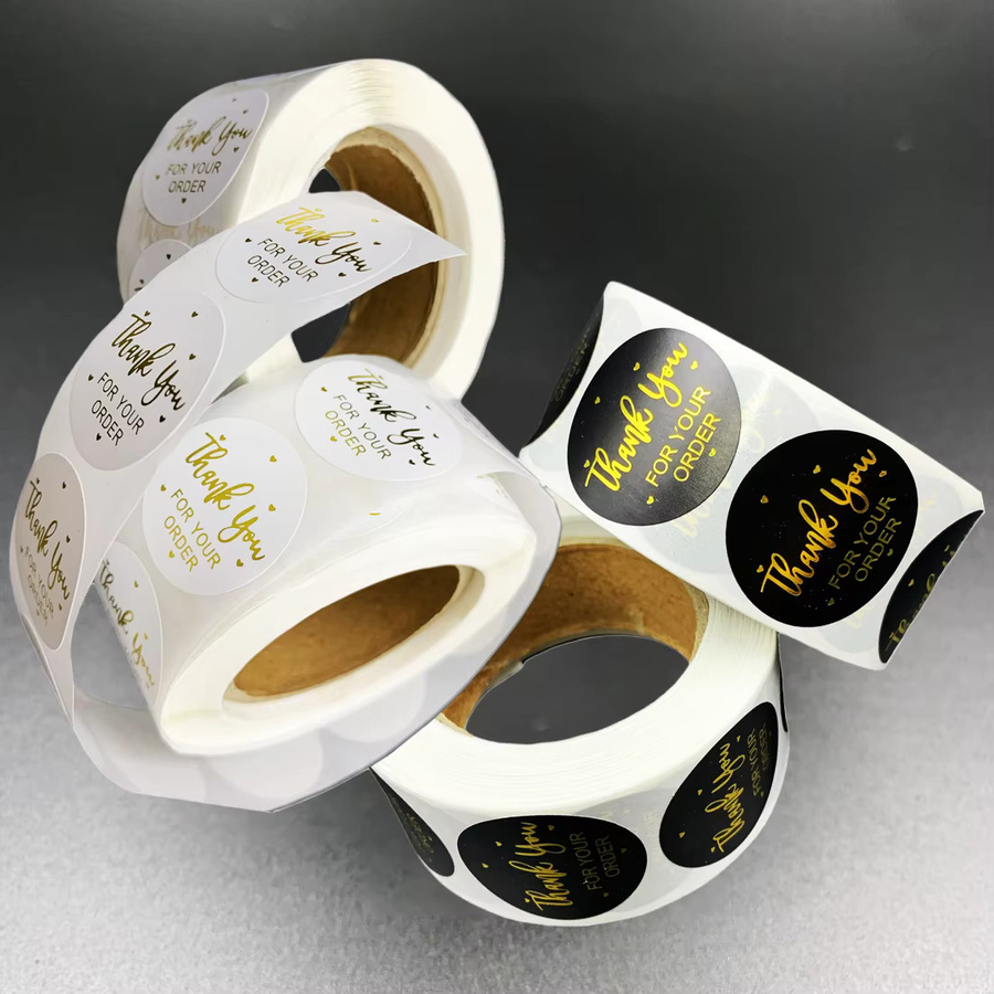 500 Stück goldene Dankeschön-Etiketten als Aufkleber für kleine Unternehmen, Hochzeiten, Partys und Geschenke Verpackungen in Gold und Schwarz - Bild 3