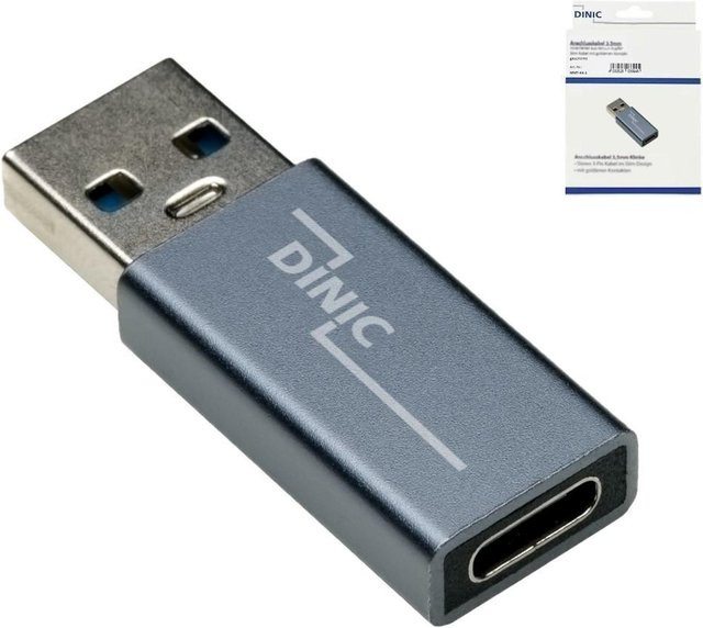 DINIC USB A auf USB C Adapter aus Aluminium in Space Grau - Bild 1