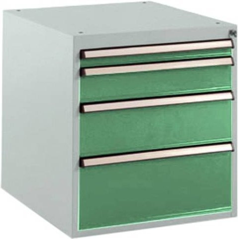 Manuflex BASETEC Schubfachschrank SP1140.6011 Stationär in Resedagrün RAL 6011 mit 4 abschließbaren Schubfächern - Bild 1