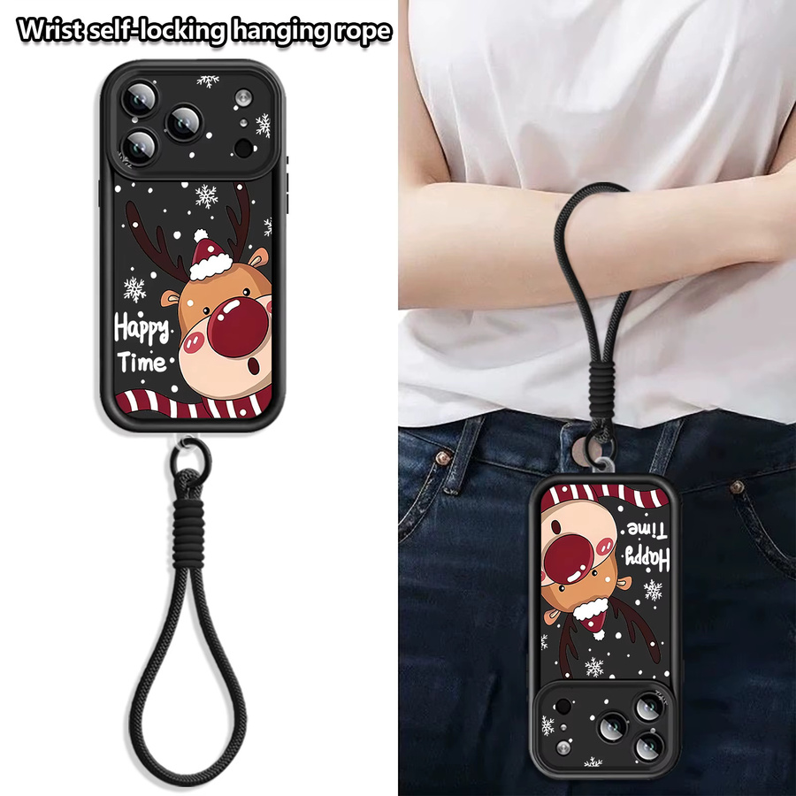 YISHANGOU Handyhülle mit Weihnachts-Hirsch-Druck und Riemen für iPhone 17 Pro Max, 16, 15, 14, 13, 12, 11 Pro Max, stoßfeste weiche TPU-Abdeckung, Multicolor - Bild 2