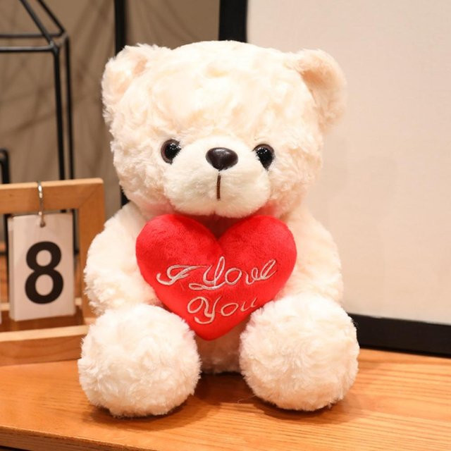 Bären-Stofftier, Roter Herz Rosenbär Puppe, Plüsch, ab 0 Jahren - Bild 1