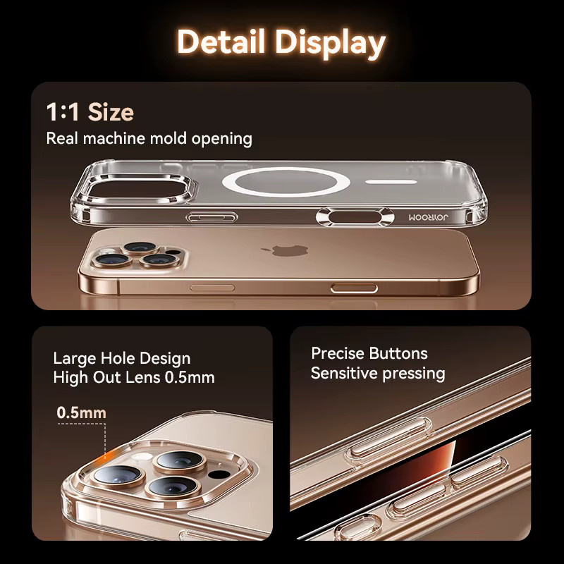 Joyroom Magnetische Matte Hülle für iPhone 17 Pro Max und iPhone 16 Pro, Stoßfeste Transparente Abdeckung mit Unterstützung für kabelloses Laden - Bild 4