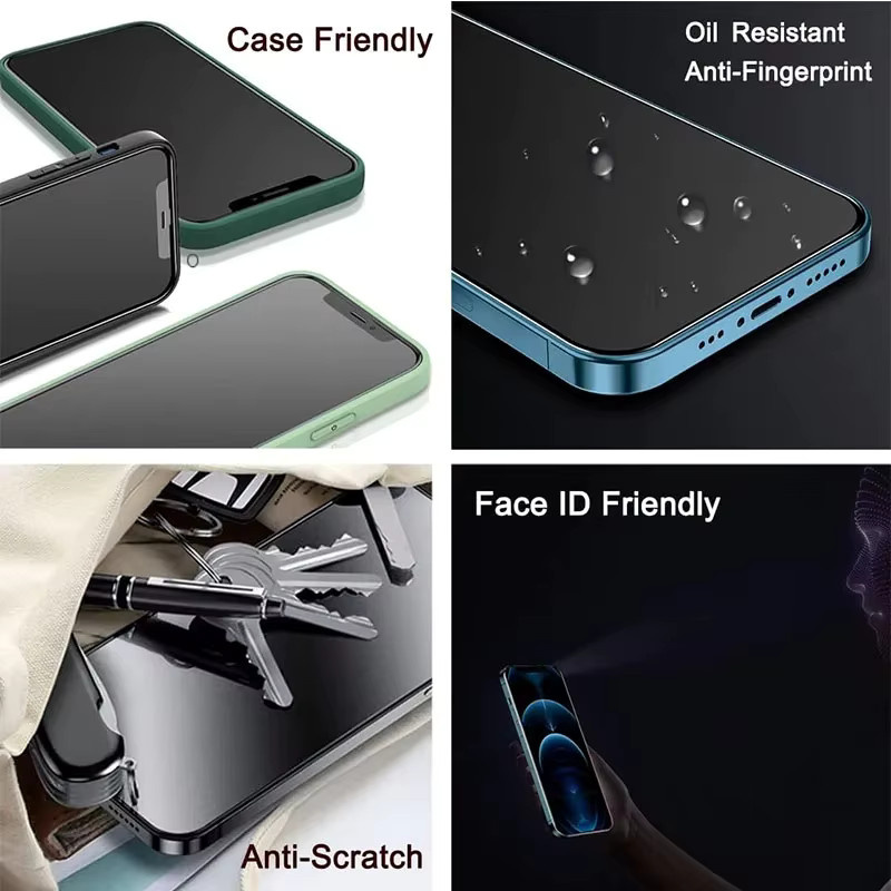 SFHOMIE Privatsphäre Glas Schutzfolie für iPhone 11 12 13 14 15 Pro Max Plus Mini in Transparent mit voller Abdeckung - Bild 4