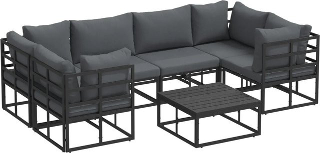 7-teiliges vidaXL Garten-Sofa-Set aus Aluminium in Schwarz Matt für Garten und Terrasse - Bild 1